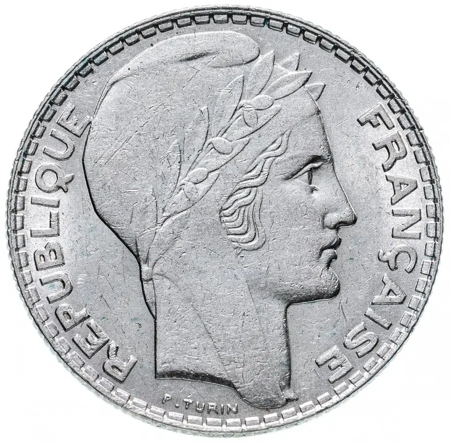 Франция 10 франков (francs) 1938, реверс