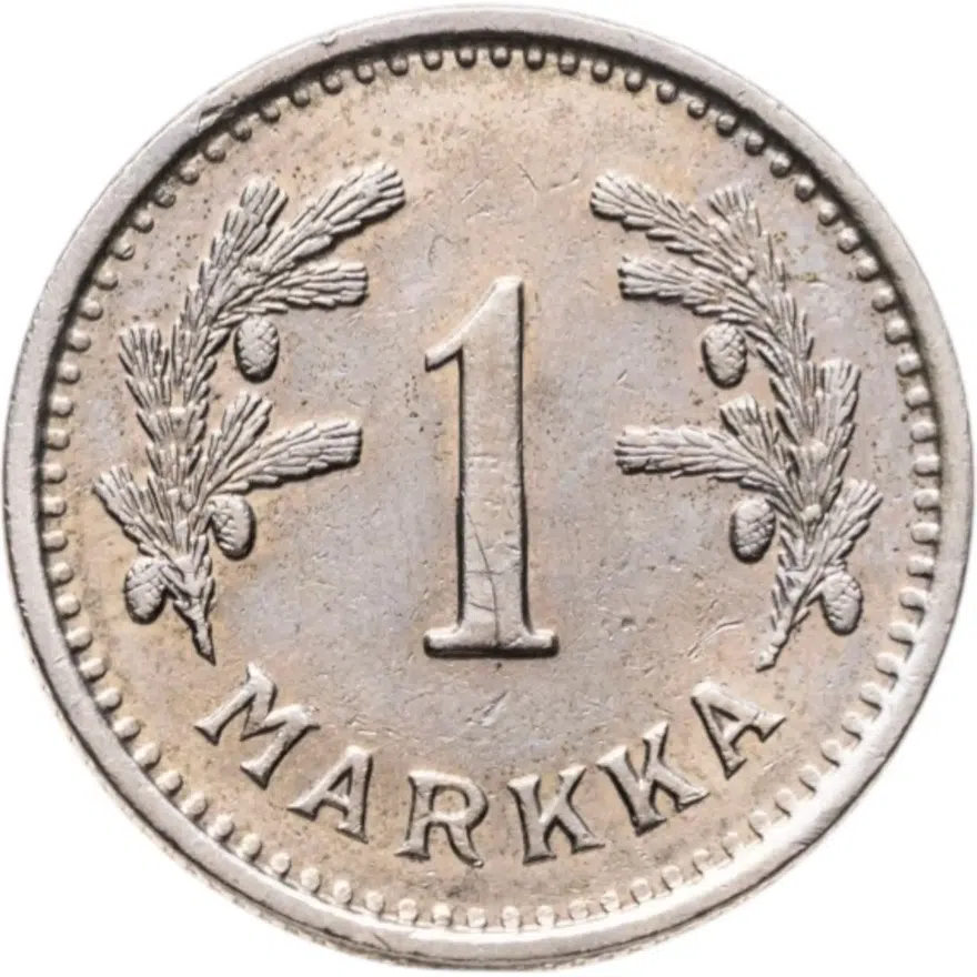 Финляндия 1 марка (markka) 1938, реверс