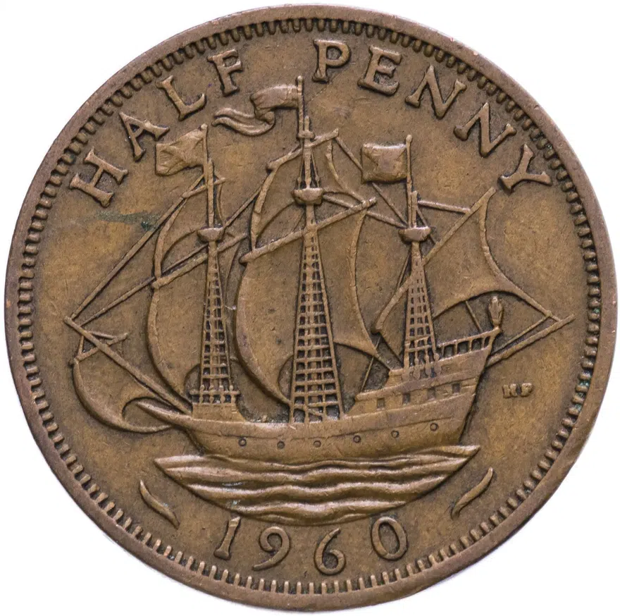 Великобритания 1/2 пенни (penny) 1960, реверс