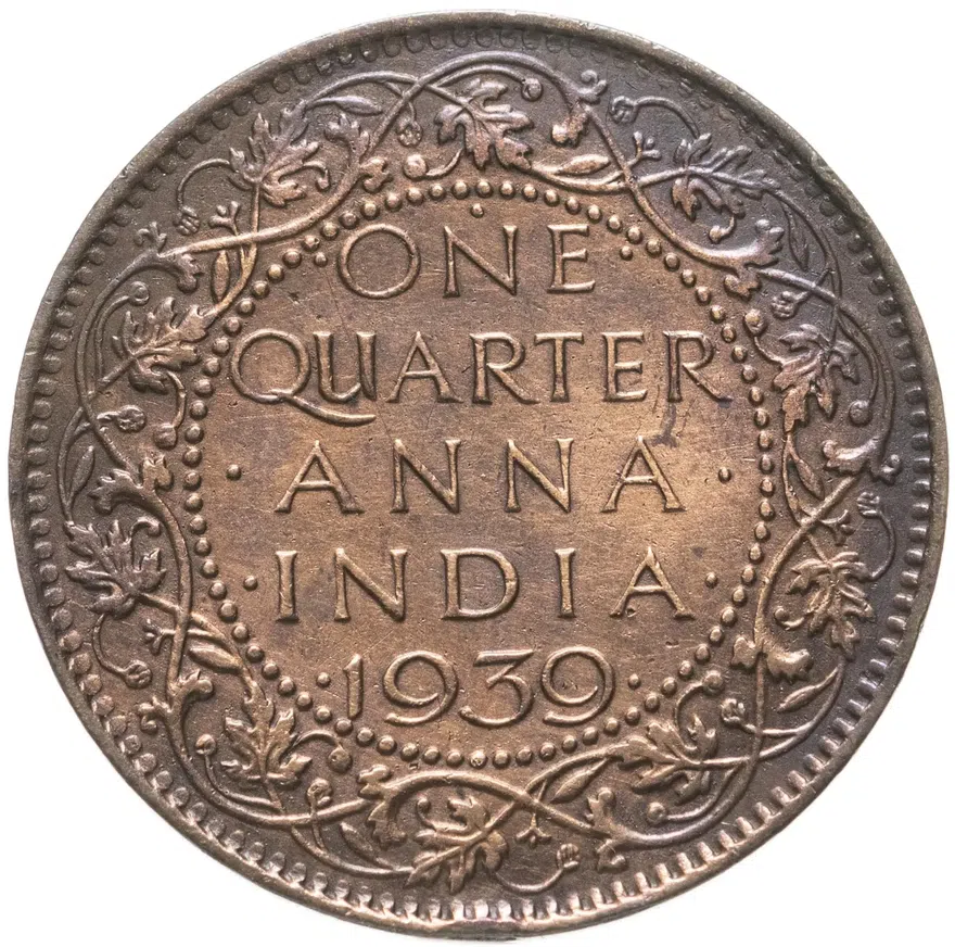 Индия (Британская) 1/4 анны (anna) 1939 Бомбей, аверс