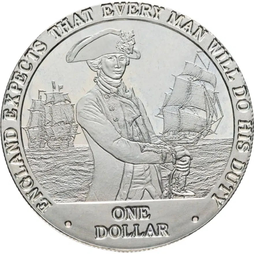 Острова Кука 1 доллар (dollar) 2007 Англия ждёт, что каждый выполнит свой долг - адмирал Нельсон и два корабля