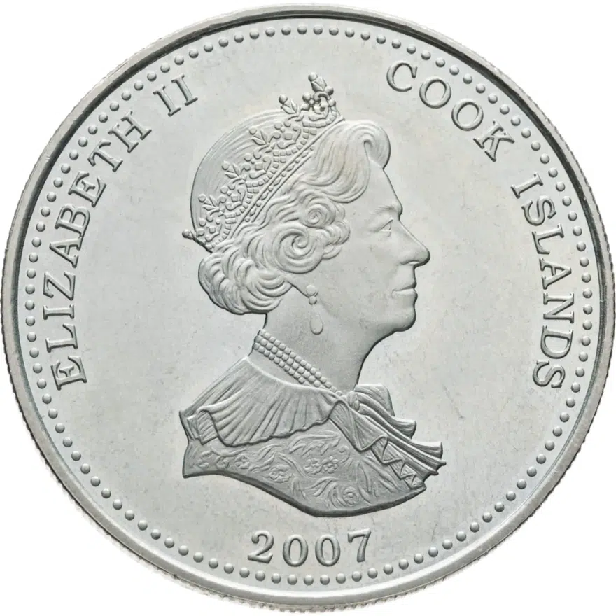 Острова Кука 1 доллар (dollar) 2007 Англия ждёт, что каждый выполнит свой долг - адмирал Нельсон и два корабля, реверс