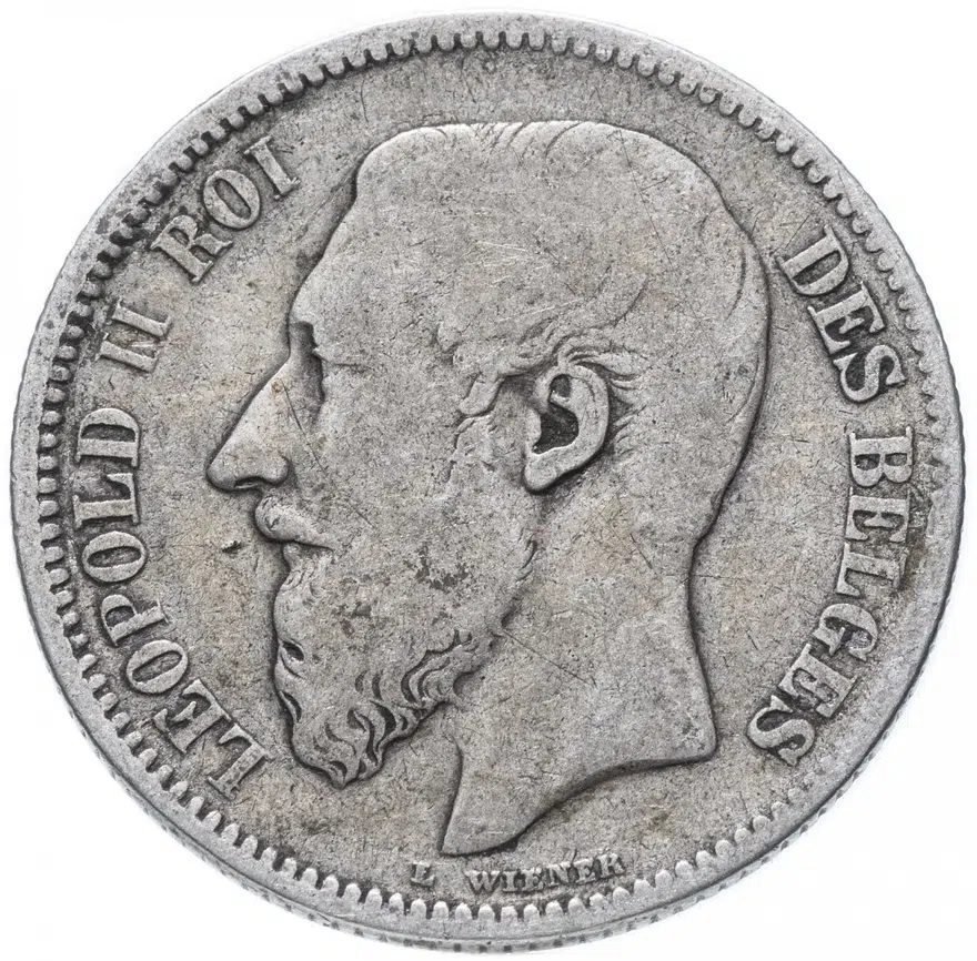 Бельгия 2 франка (francs) 1868 С крестом на короне, реверс