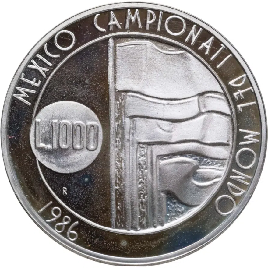 Сан-Марино 1000 лир (lire) 1986  Чемпионат мира по футболу 1986 в Мексике, реверс