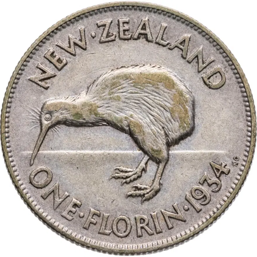 Новая Зеландия 2 шиллинга (florin, shillings) 1934, аверс