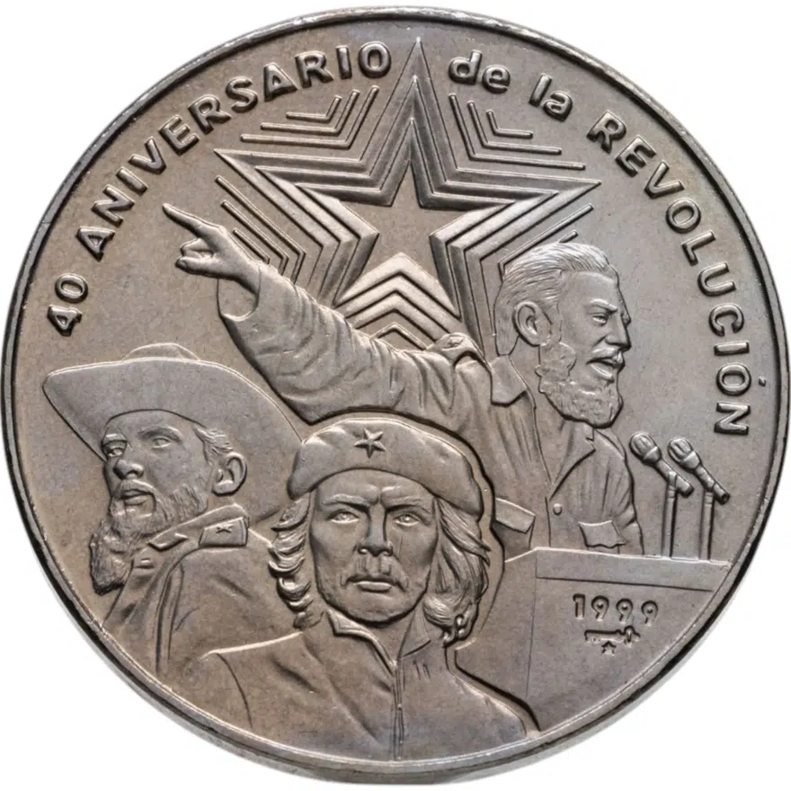 Куба 1 песо (peso) 1999  40 лет Революции, аверс