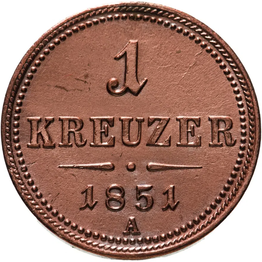 Австрия 1 крейцер (kreuzer) 1851 A