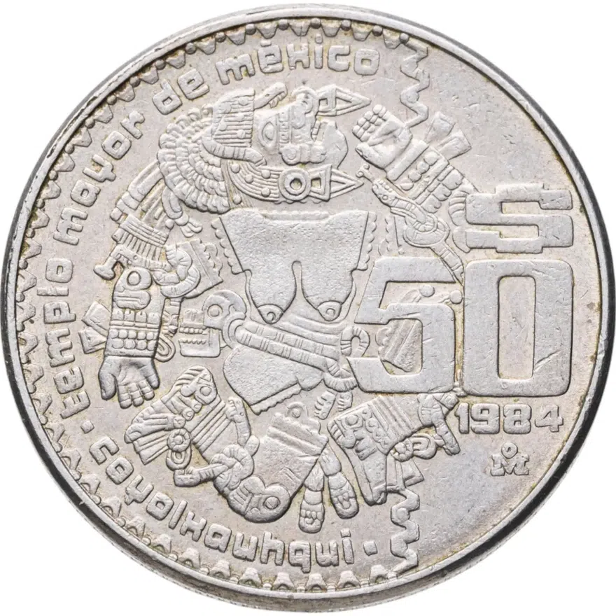 Мексика 50 песо (pesos) 1984 Койольшауки, реверс