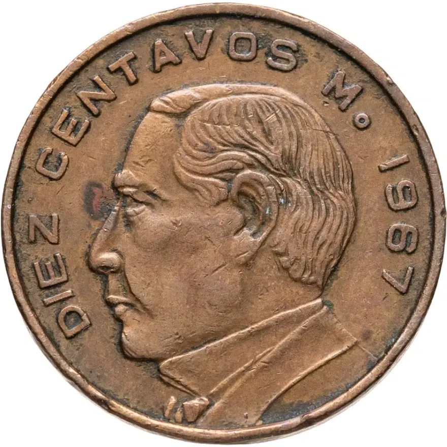 Мексика 10 сентаво (centavos) 1967, аверс