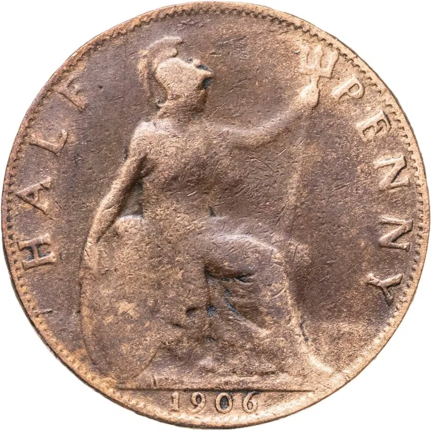 Великобритания 1/2 пенни (penny) 1906, аверс