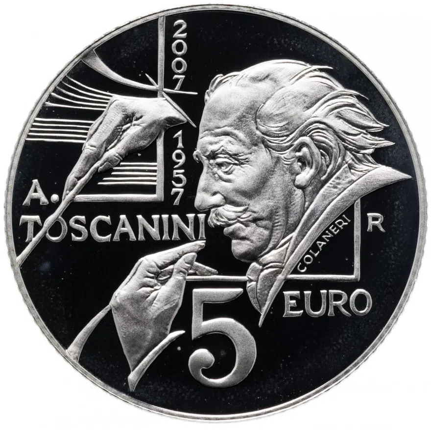 Сан-Марино 5 евро (euro) 2007 "50 лет со дня смерти Артуро Тосканини"