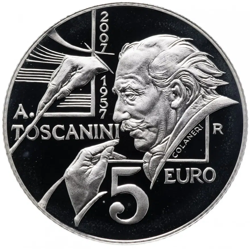 Сан-Марино 5 евро (euro) 2007 "50 лет со дня смерти Артуро Тосканини", реверс