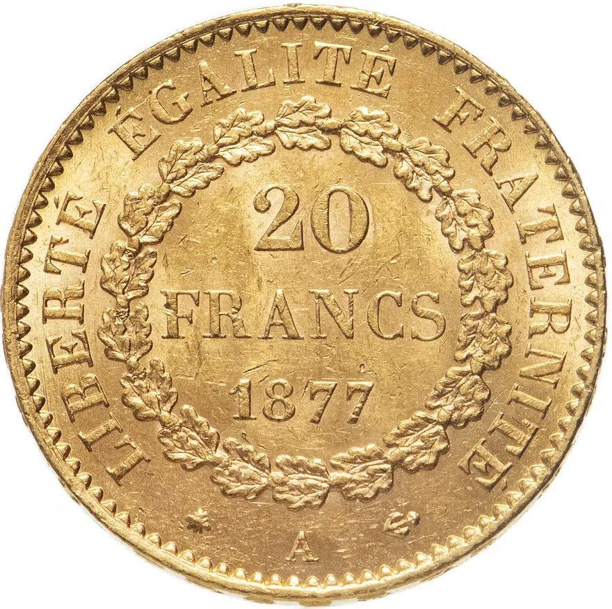 Франция 20 франков (francs) 1877