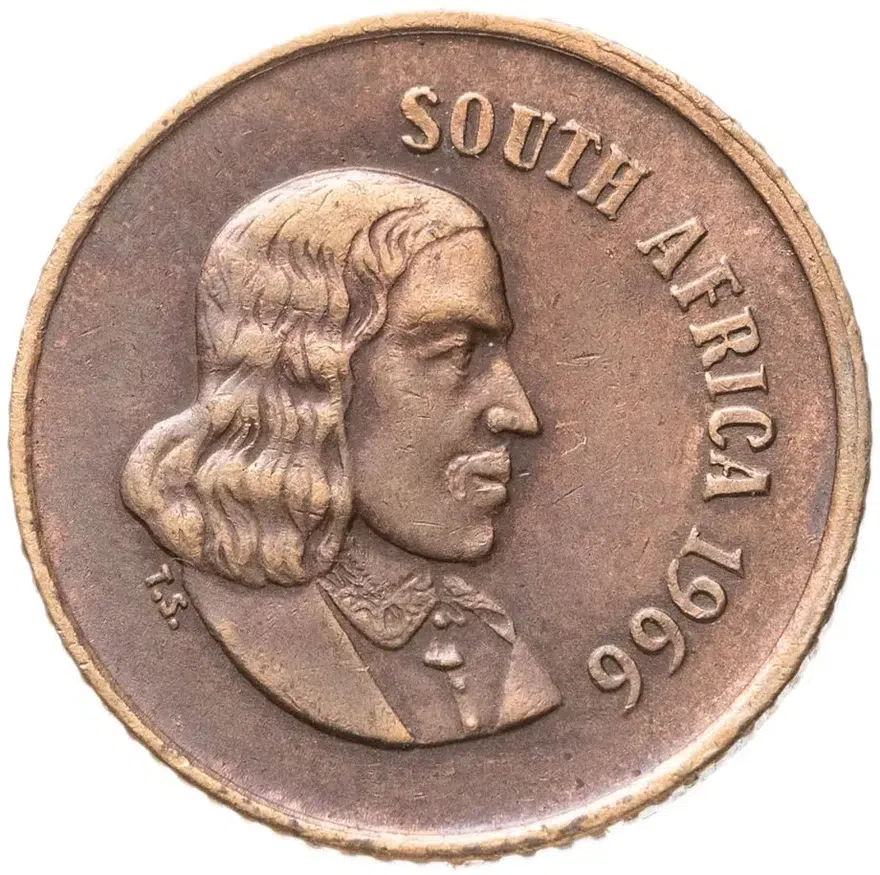 ЮАР 1 цент (cent) 1966  Надпись на английском языке - "SOUTH AFRICA"
