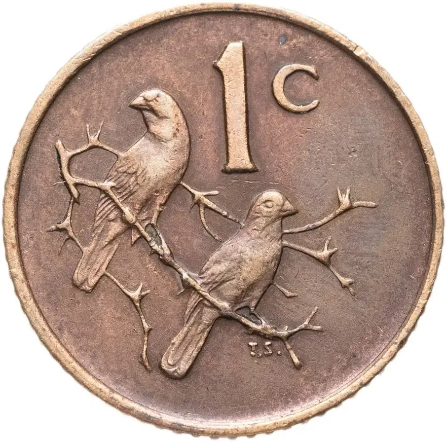 ЮАР 1 цент (cent) 1966  Надпись на английском языке - "SOUTH AFRICA", реверс