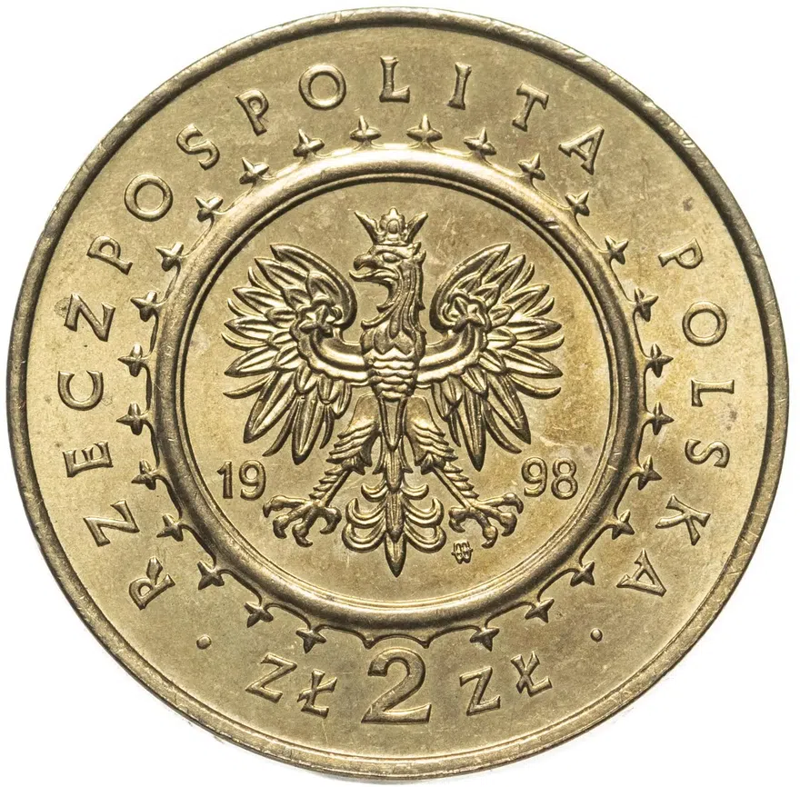 Польша 2 злотых (zlote) 1998  Замки и дворцы Польши - Замок Курник, реверс