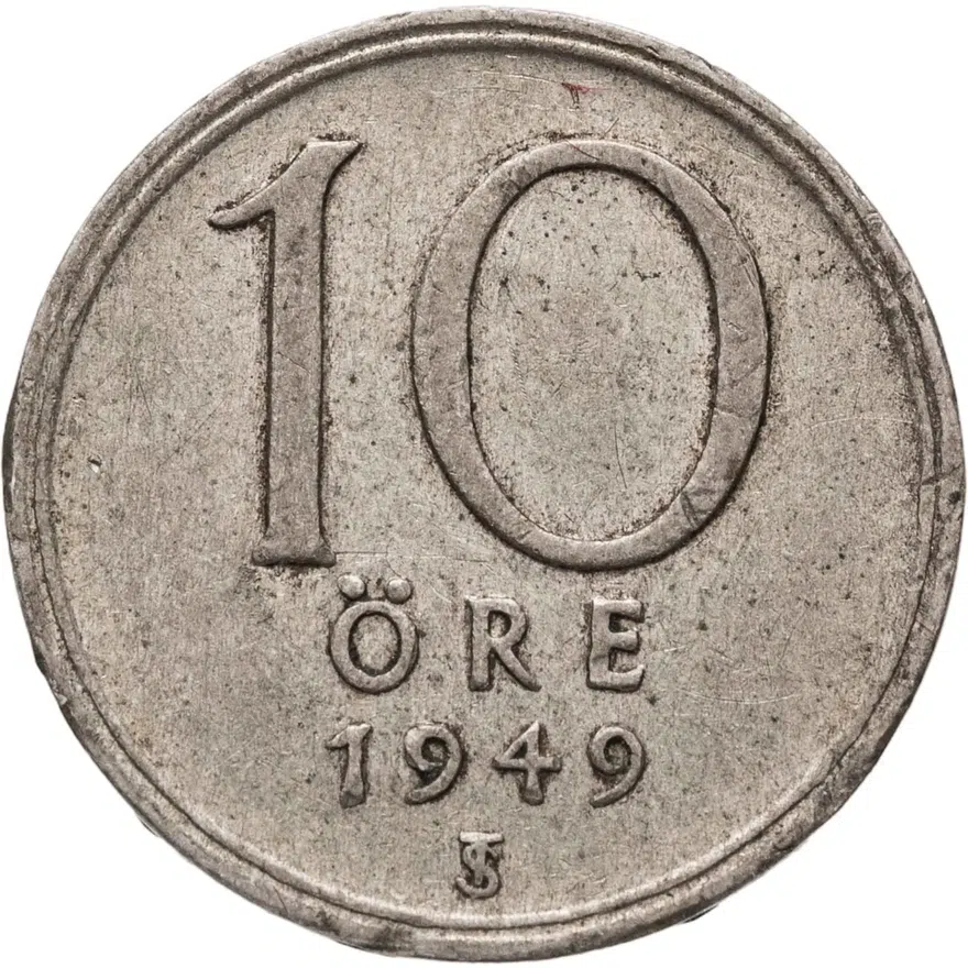 Швеция 10 эре (ore) 1949, аверс