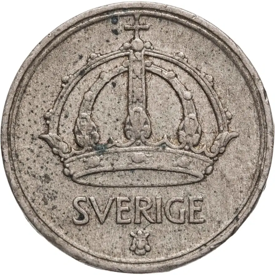 Швеция 10 эре (ore) 1949, реверс
