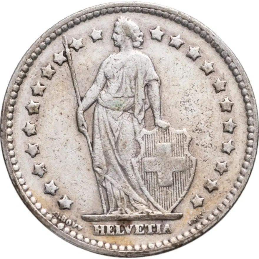 Швейцария 1 франк (franc) 1921, реверс