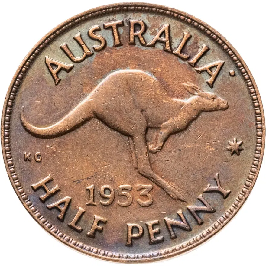 Австралия 1/2 пенни (penny) 1953, аверс