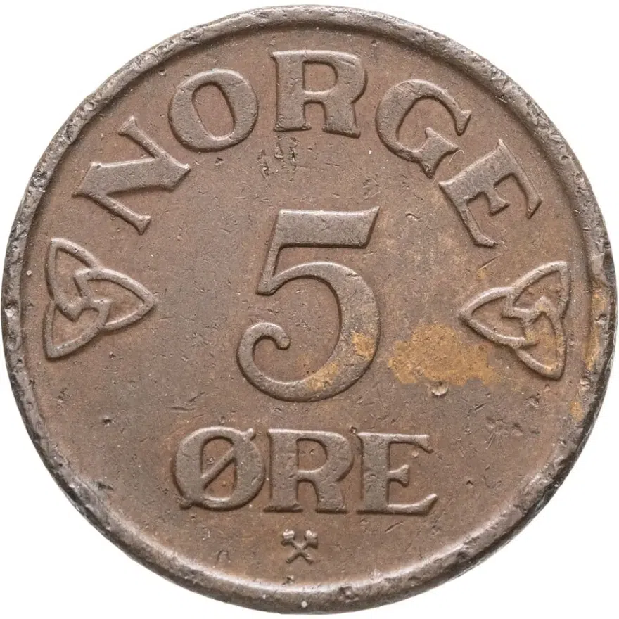 Норвегия 5 эре (ore) 1953, аверс