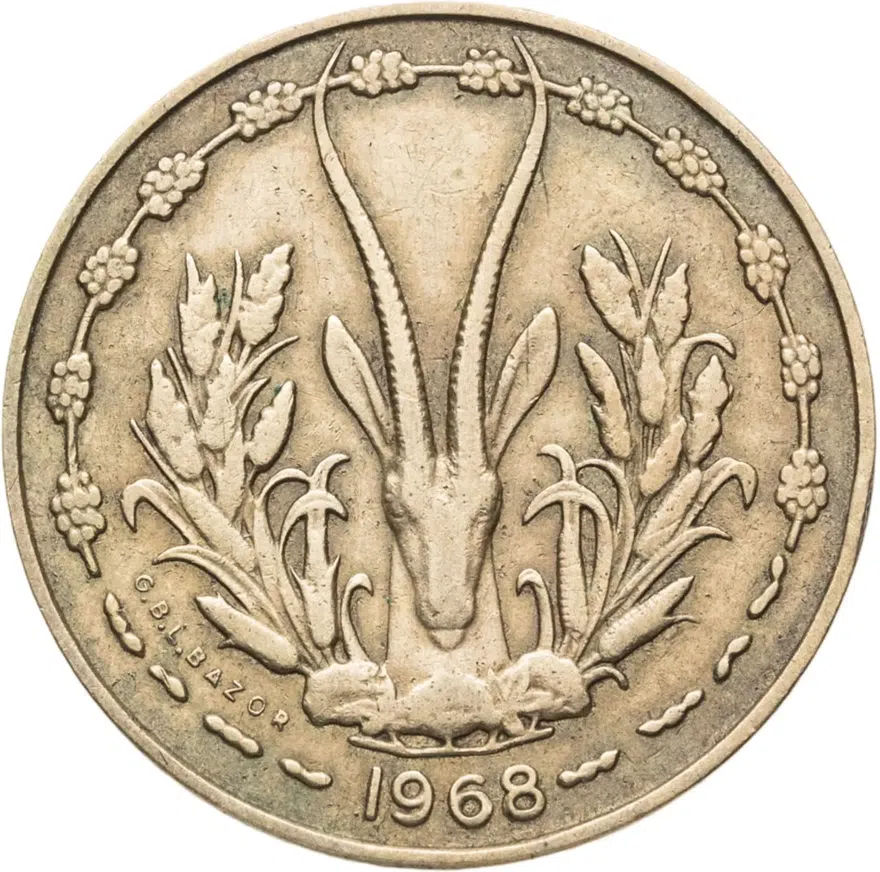 Западная Африка (BCEAO) 10 франков (francs) 1968, реверс
