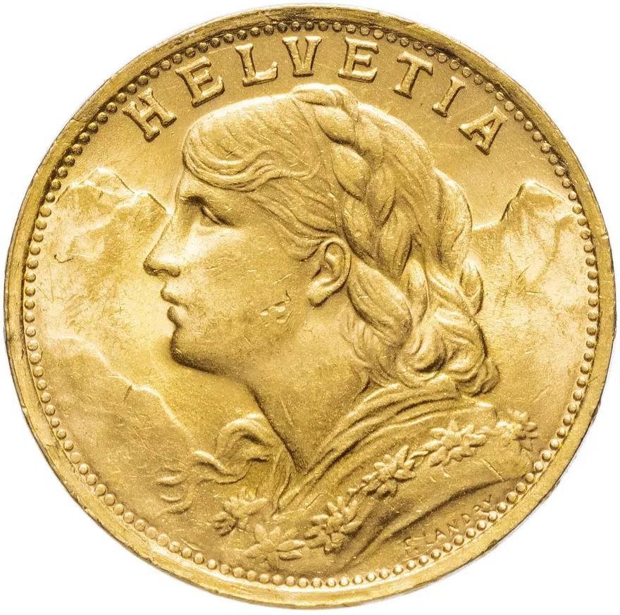 Швейцария 20 франков (francs) 1935 LB