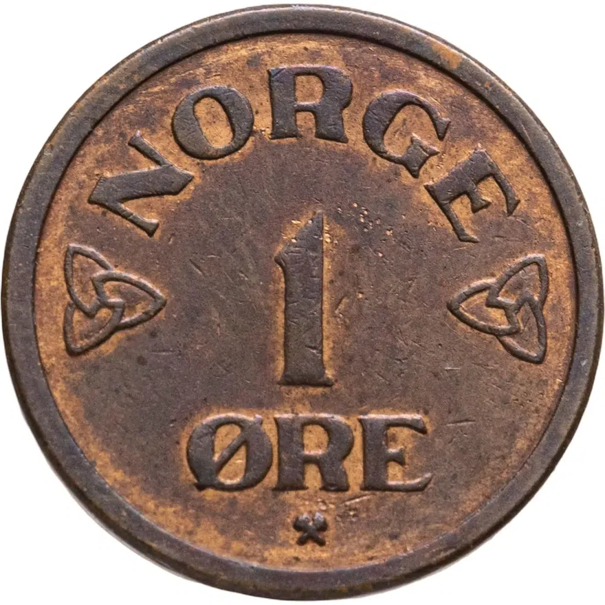 Норвегия 1 эре (ore) 1955, реверс