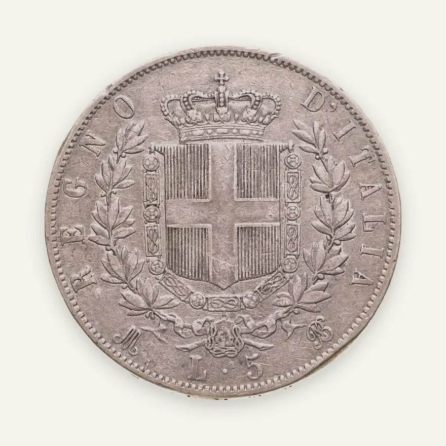 Италия 5 лир (lire) 1869, реверс