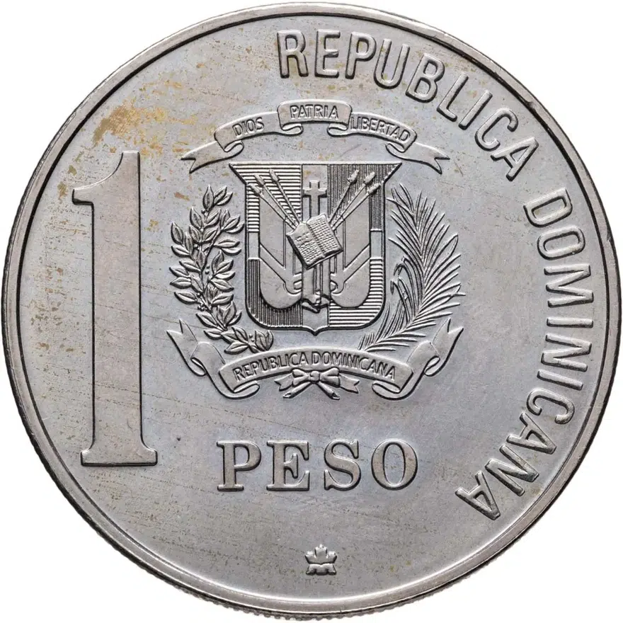 Доминикана 1 песо (peso) 1988 "500 лет открытию и евангелизации Америки", реверс
