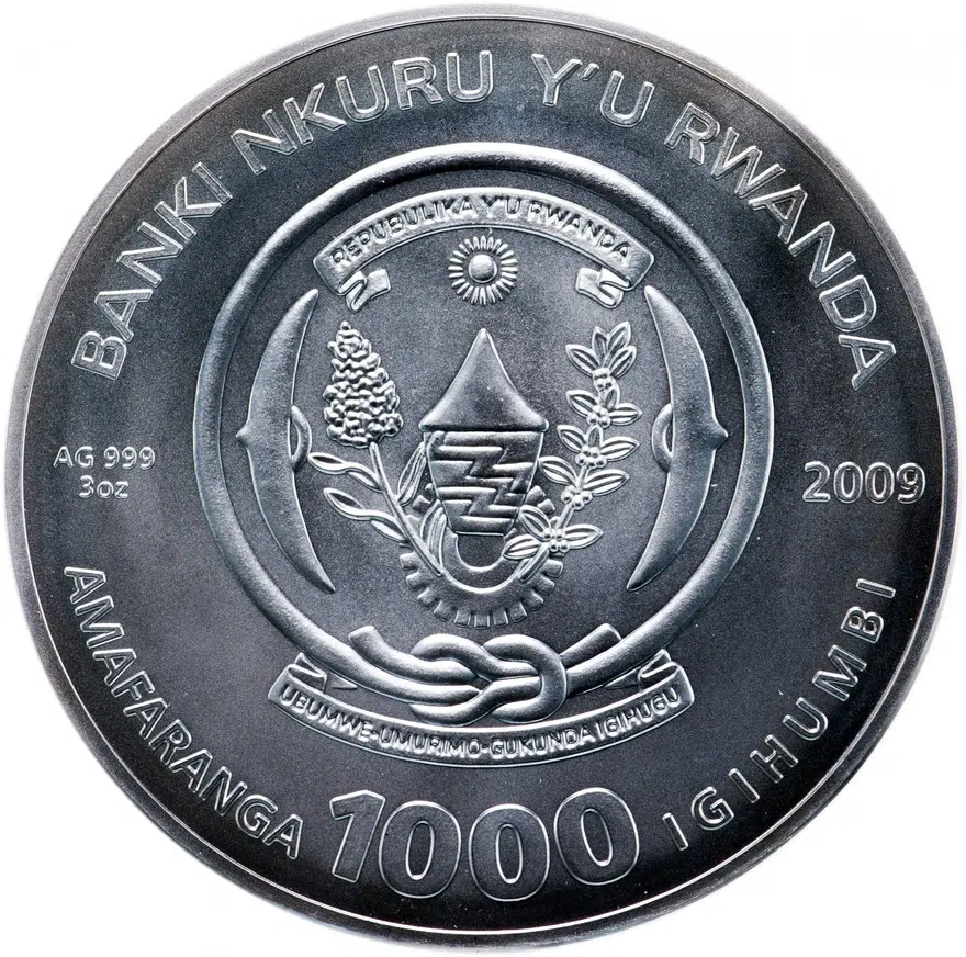 Руанда  1000 франков (francs) 2009 "Знаки зодиака - Телец", реверс