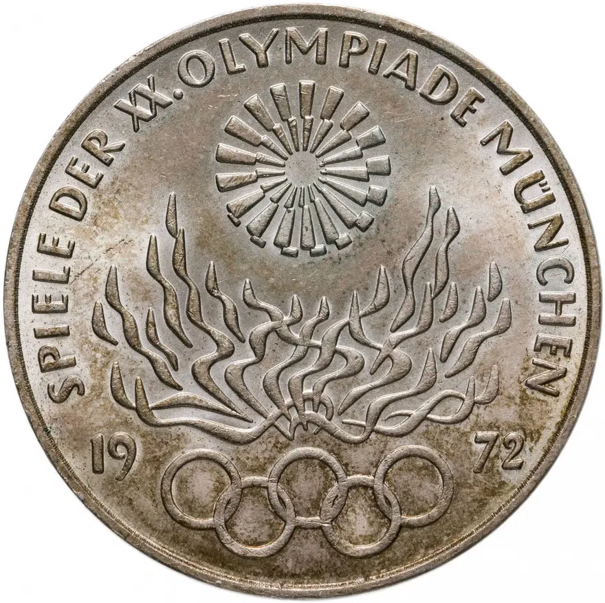 ФРГ 10 марок 1972 D "Олимпиада в Мюнхене -Олимпийский огонь"