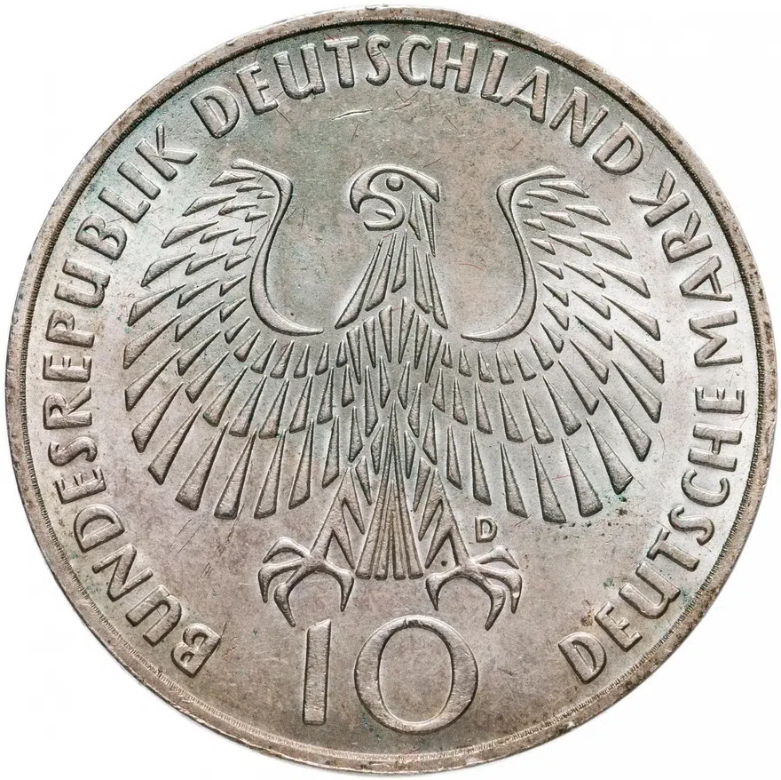 ФРГ 10 марок 1972 D "Олимпиада в Мюнхене -Олимпийский огонь", реверс