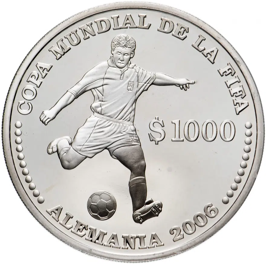Уругвай 1000 песо 2003 "Чемпионат мира по футболу в Германии, 2006", реверс