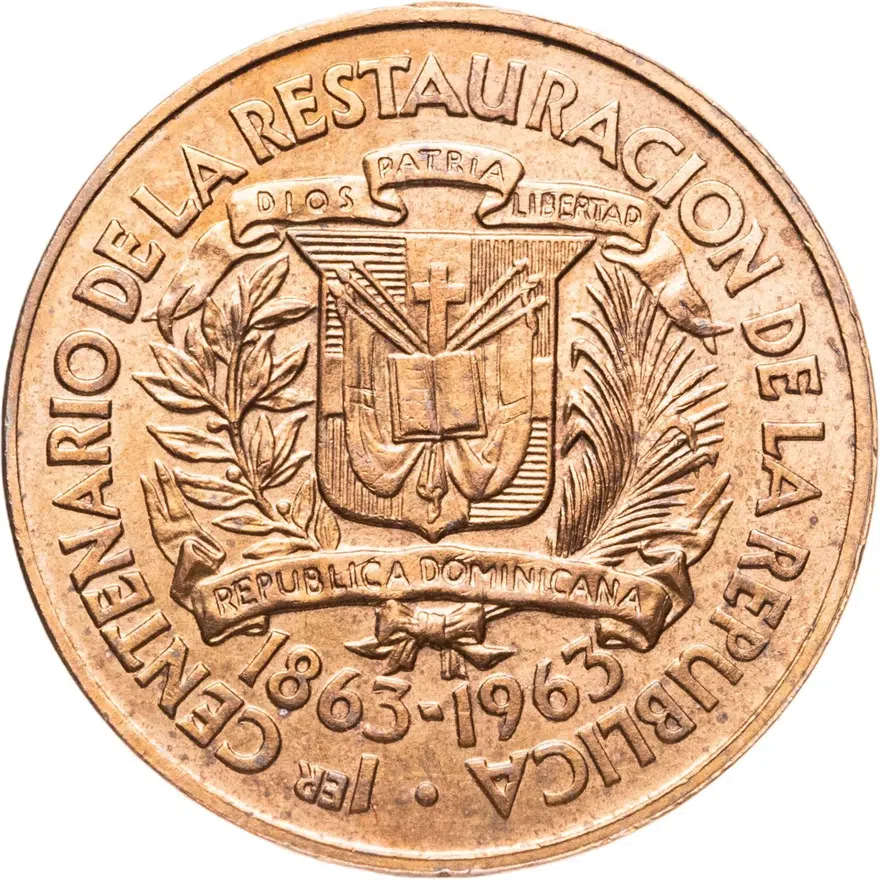 Доминикана 1 сентаво (centavo) 1963  100 лет восстановлению Республики, реверс