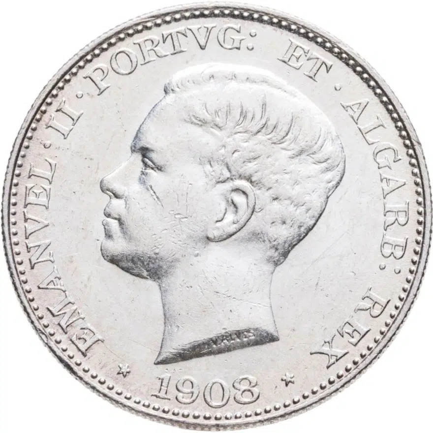 Португалия 500 рейс 1908 "Король Мануэл II", реверс