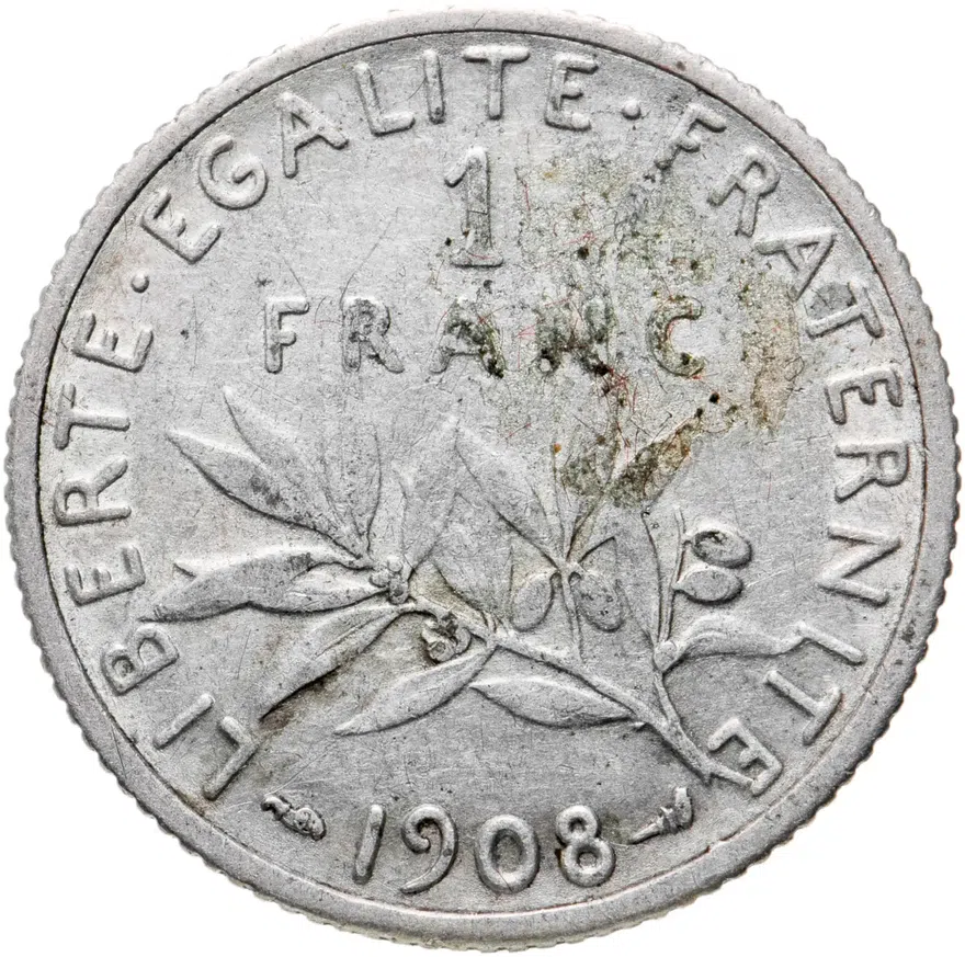 Франция 1 франк (franc) 1908