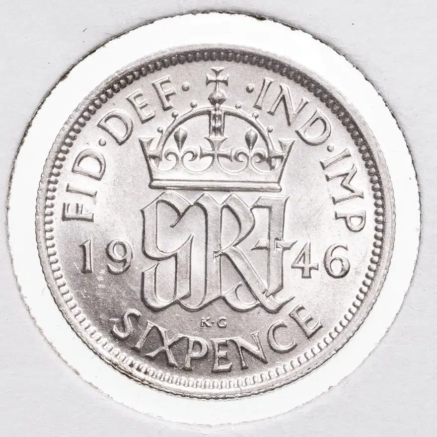 Великобритания 6 пенсов 1946, аверс