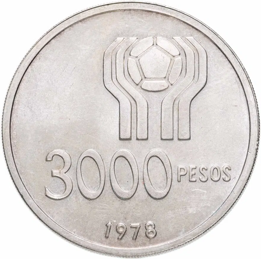Аргентина 3000 песо (pesos) 1978 Чемпионат мира по футболу, Аргентина 1978