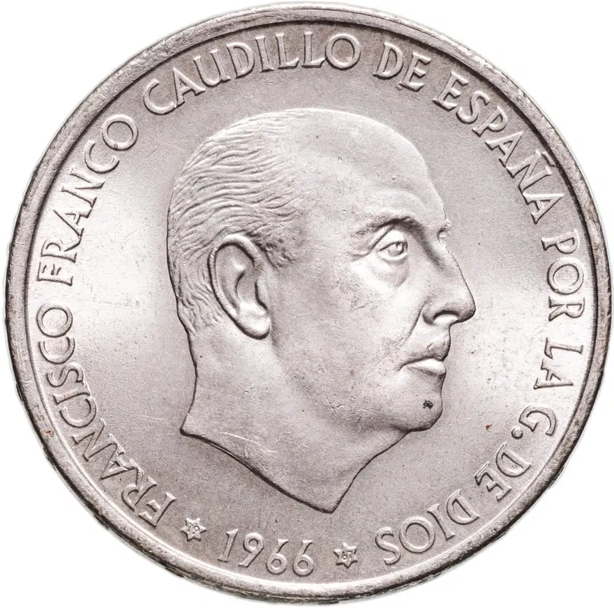 Испания 100 песет (pesetas) 1966 ("67" внутри звезды)