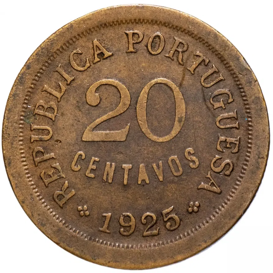 Португалия 20 сентаво  1925, аверс