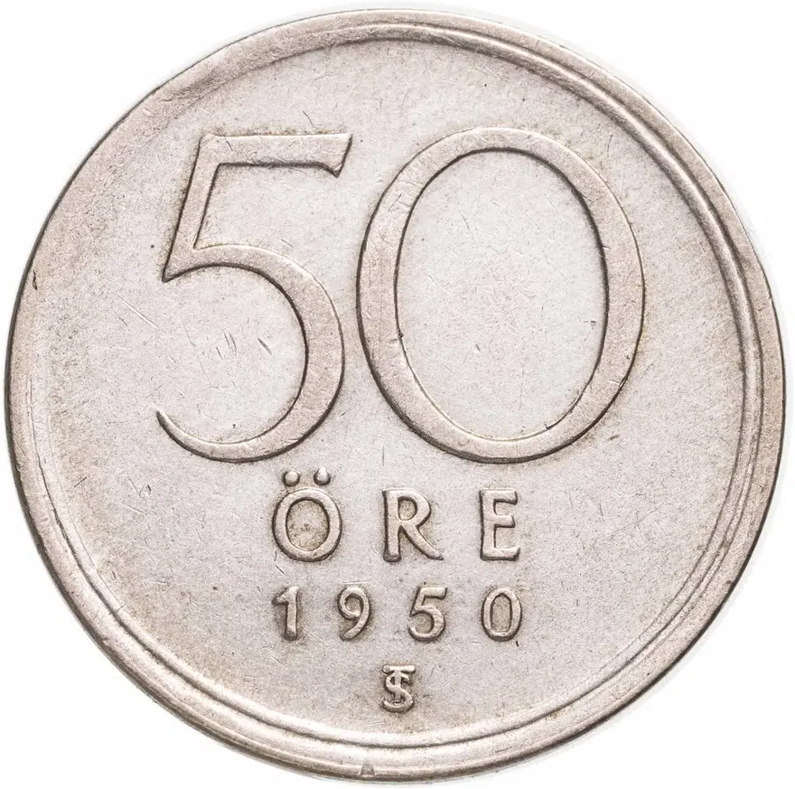 Швеция 50 эре (ore) 1950, аверс