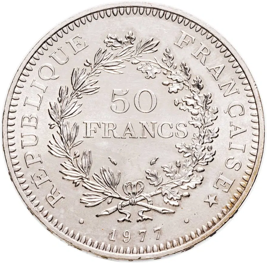 Франция 50 франков (francs) 1977, реверс