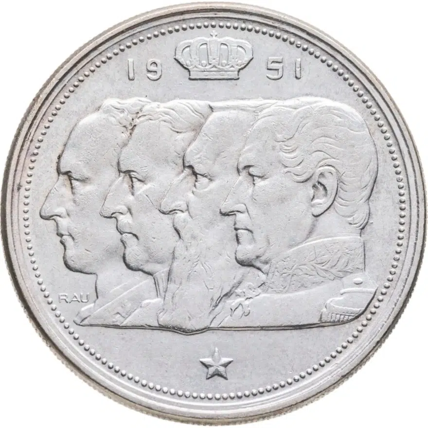 Бельгия 100 франков (francs) 1951  Надпись на голландском - 'BELGIE'