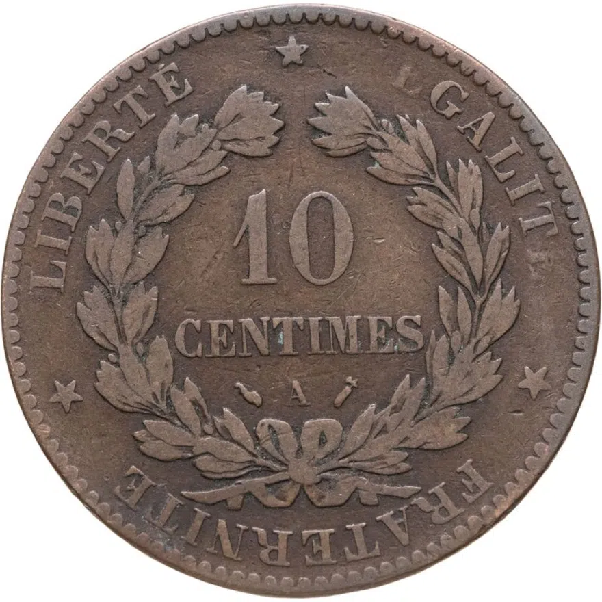 Франция 10 сантимов (centimes) 1891, аверс