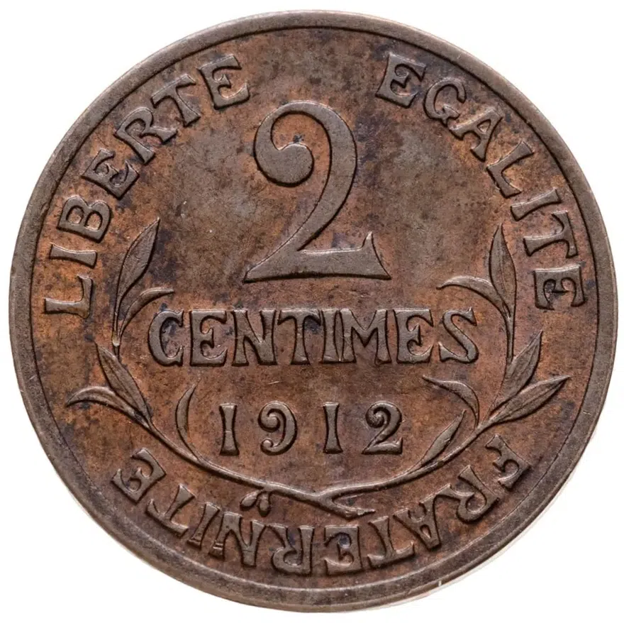 Франция 2 сантима (centimes) 1912
