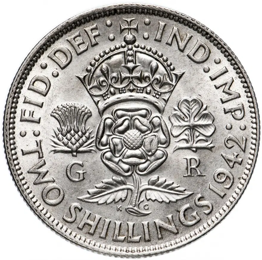 Великобритания 2 шиллинга (флорин, shillings) 1942, реверс