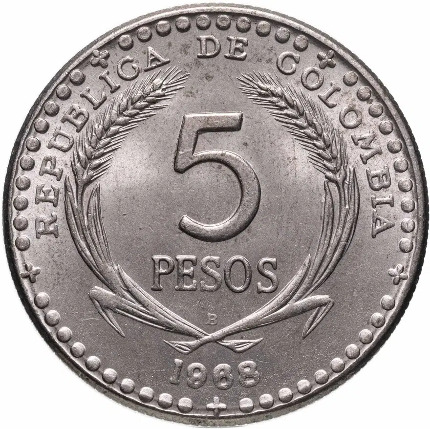 Колумбия 5 песо (pesos) 1968 "39-й Международный Евхаристический Конгресс"