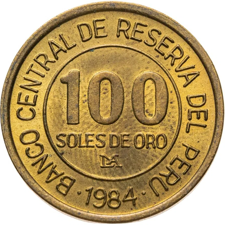 Перу 100 солей (soles) 1984  150 лет со дня рождения адмирала Грау