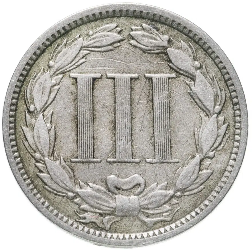 США 3 цента (cents) 1881  Three Cent Nickel, реверс